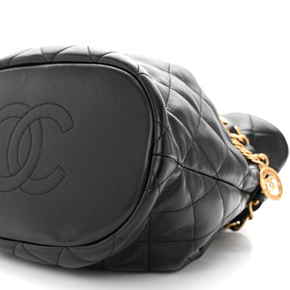 Chanel Lambskin Quilted Fancy Jewel Bucket Drawstring Bag Black 10 of 11