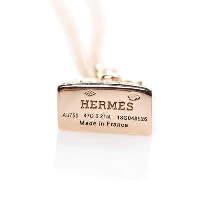 Hermes 18K Rose Gold Diamond Kelly Amulette Pendant Necklace 6 of 7