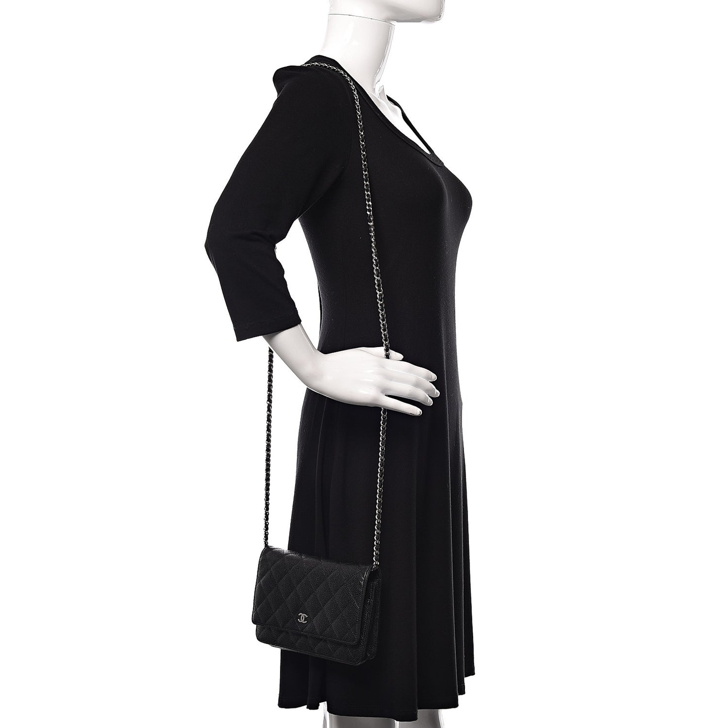 Caviar Quilted Wallet On Chain WOC Black