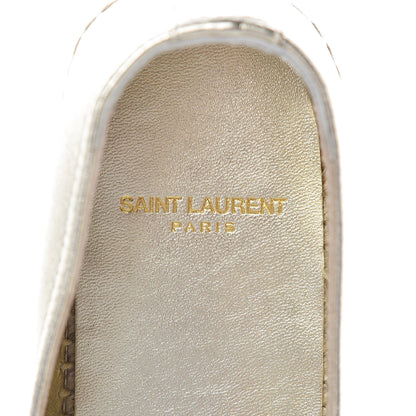 Saint Laurent Metallic Lambskin Monogram Espadrilles 38 Platino 7 of 9