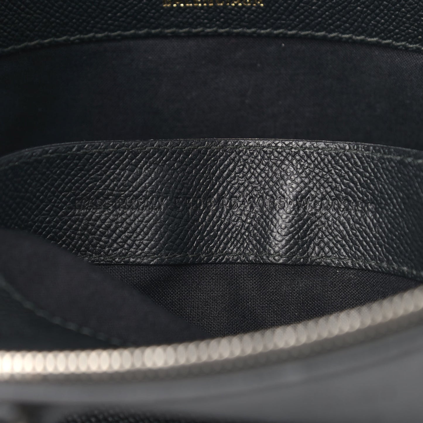 Signature Grained Calfskin Logo S Ville Top Handle Bag Black Grey