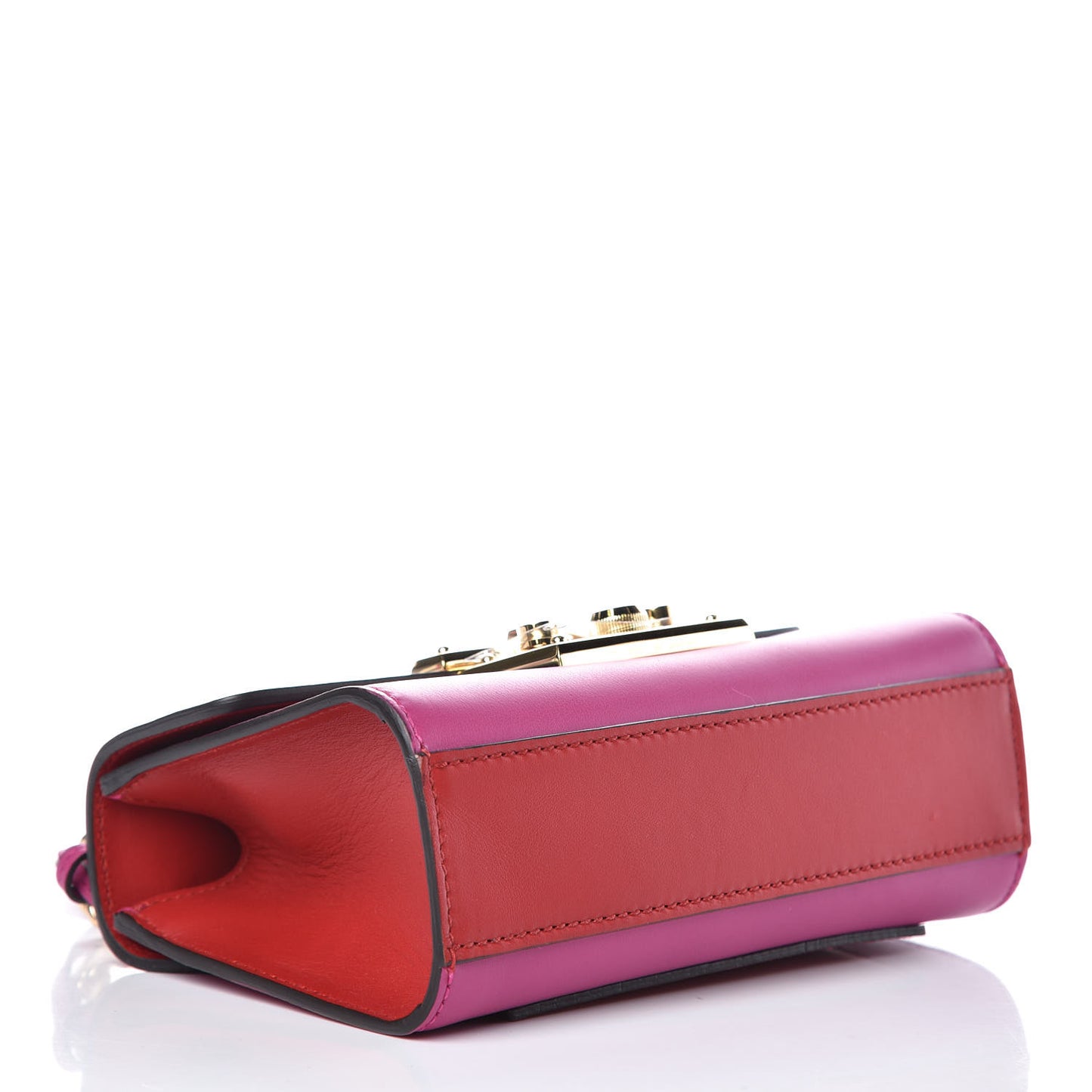 Calfskin Small Padlock Shoulder Bag New Rosette Hibiscus Red