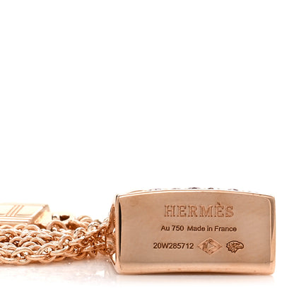 Hermes 18K Rose Gold Pink Sapphire Kelly Amulettes Pendant Necklace 5 of 6