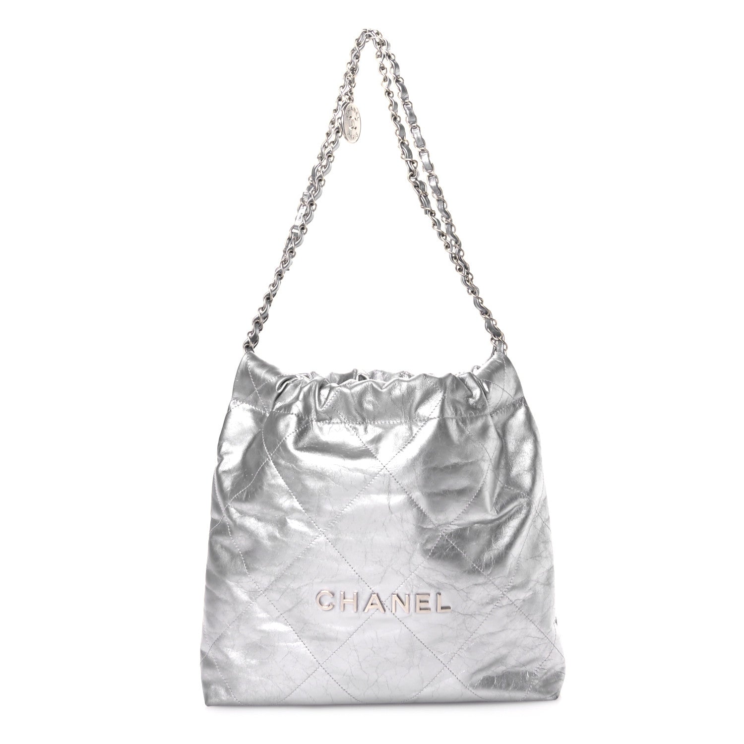 Chanel Metallic Calfskin Quilted Small Chanel 22 Silver 1 of 13