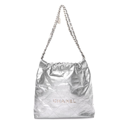 Chanel Metallic Calfskin Quilted Small Chanel 22 Silver 1 of 13