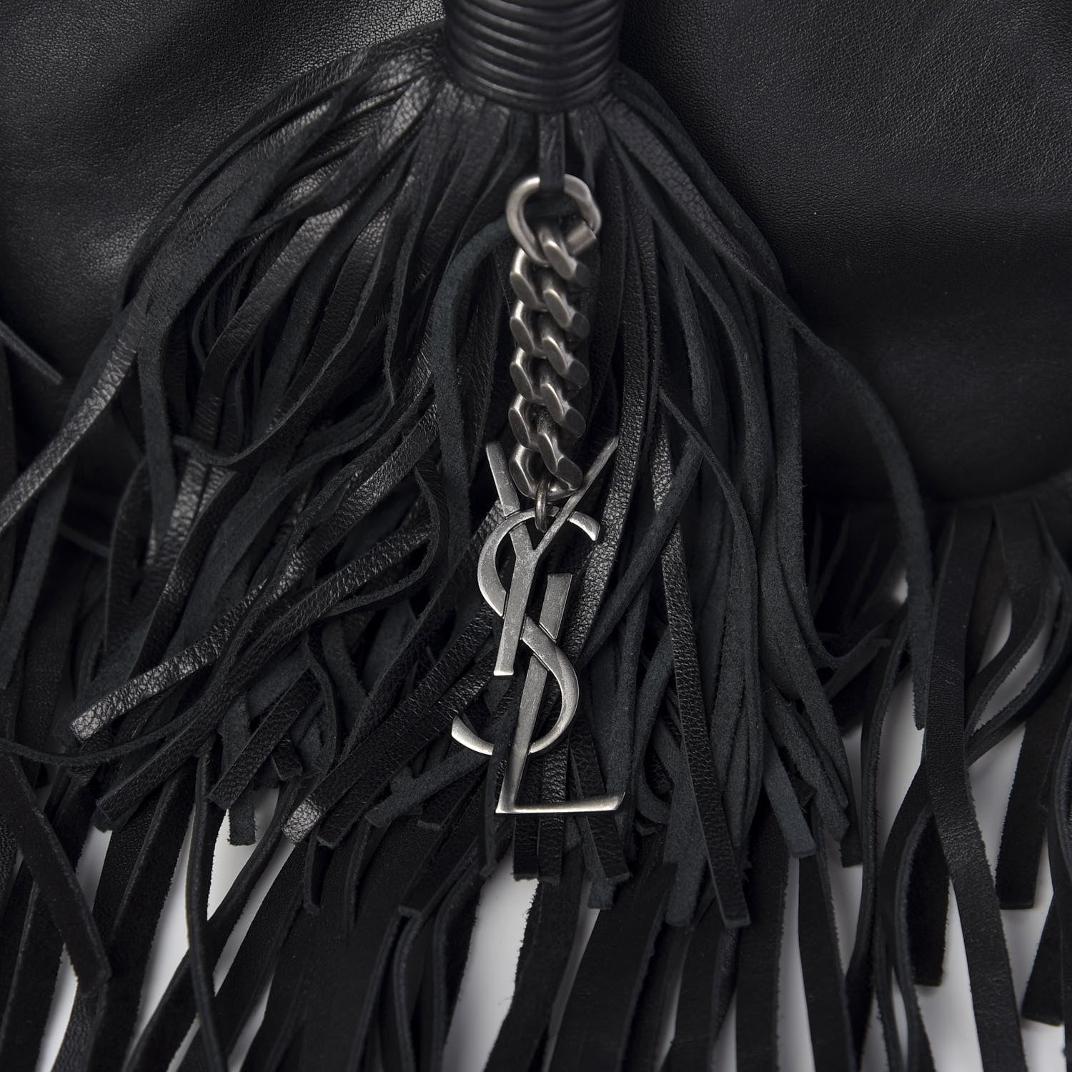 Saint Laurent Lambskin Fringe Small Anita Crossbody Bag Black 10 of 11