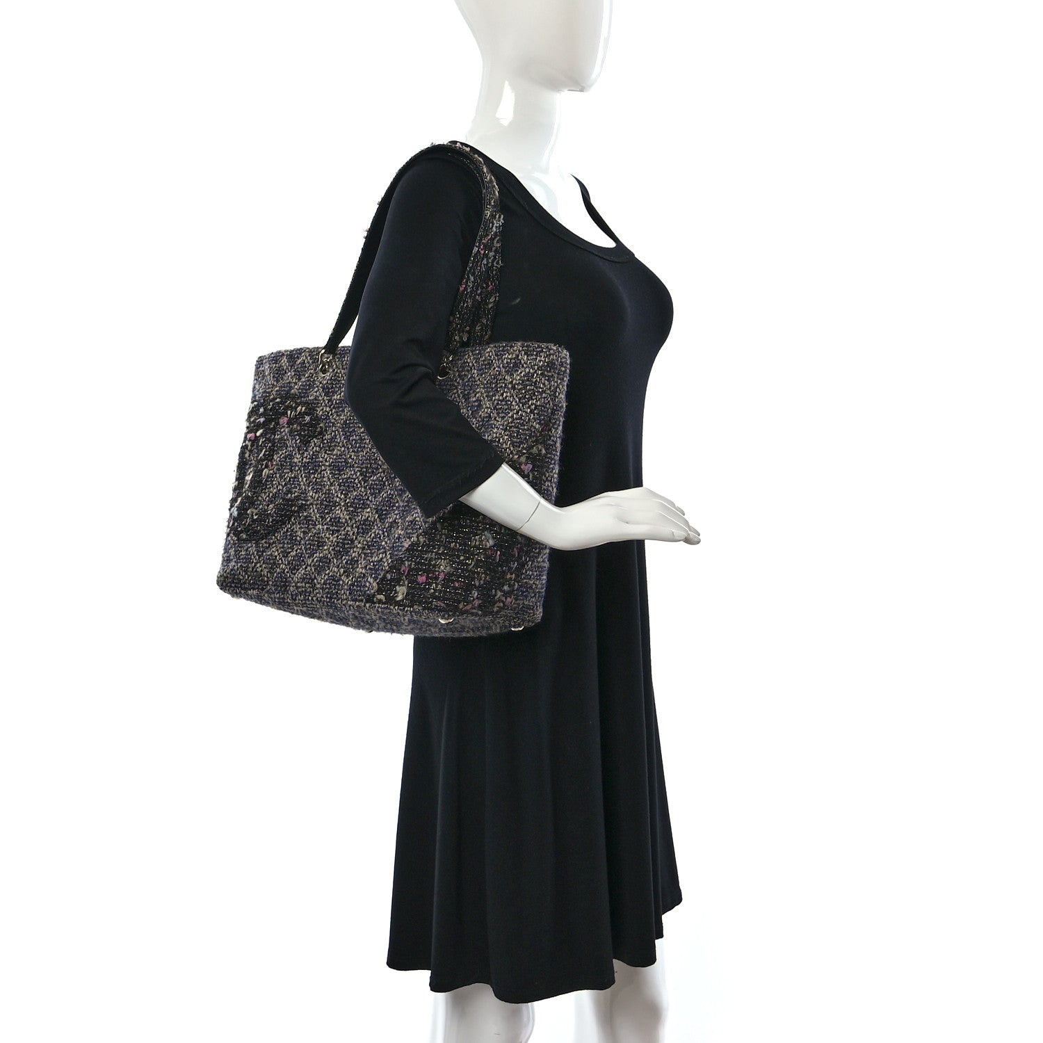 Chanel Tweed Quilted Cambon Tote Black 2 of 16