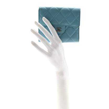 Chanel Lambskin Quilted Compact Flap Wallet Light Blue 2 of 9
