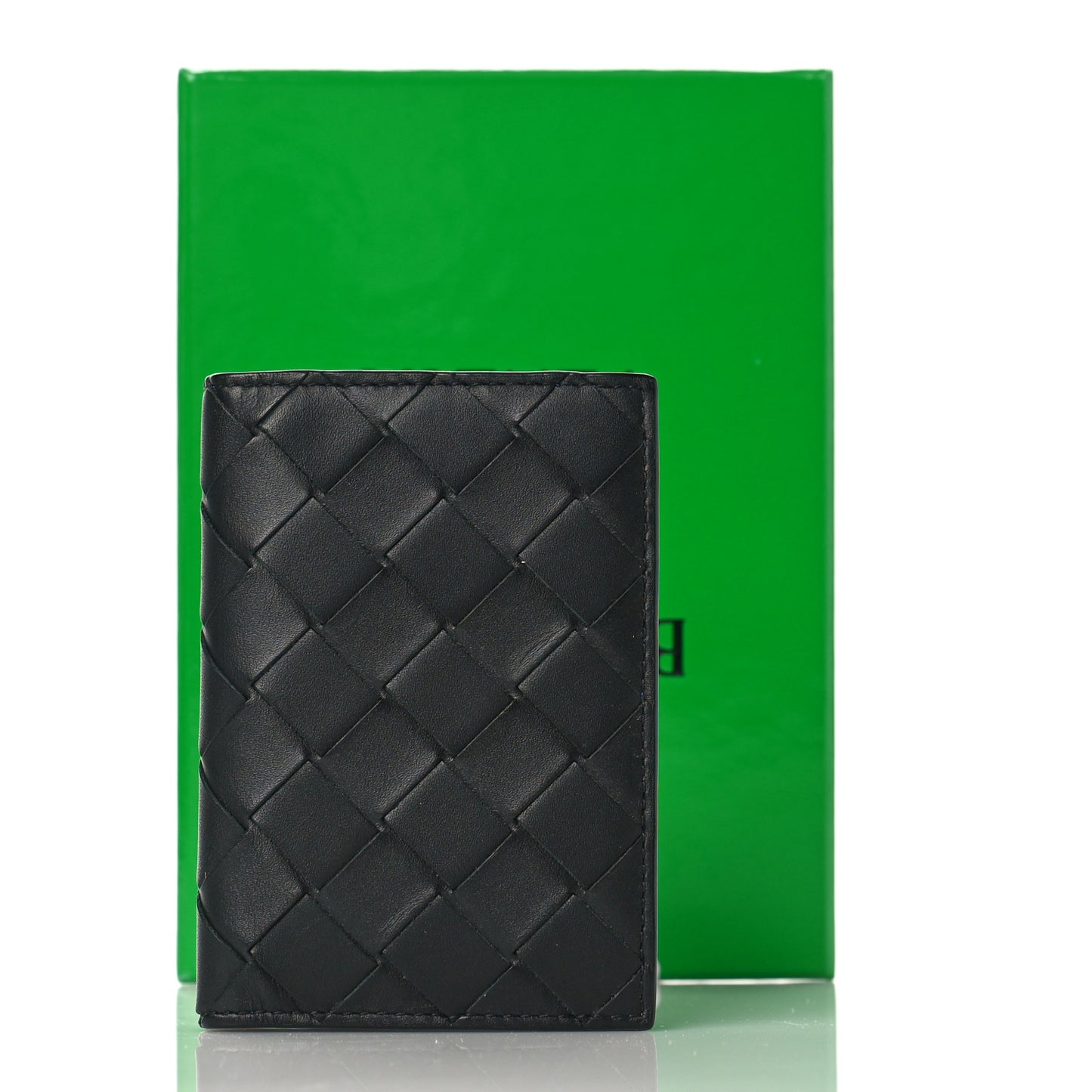 Nappa Maxi Intrecciato Bi-Fold Card Holder Black Electrique