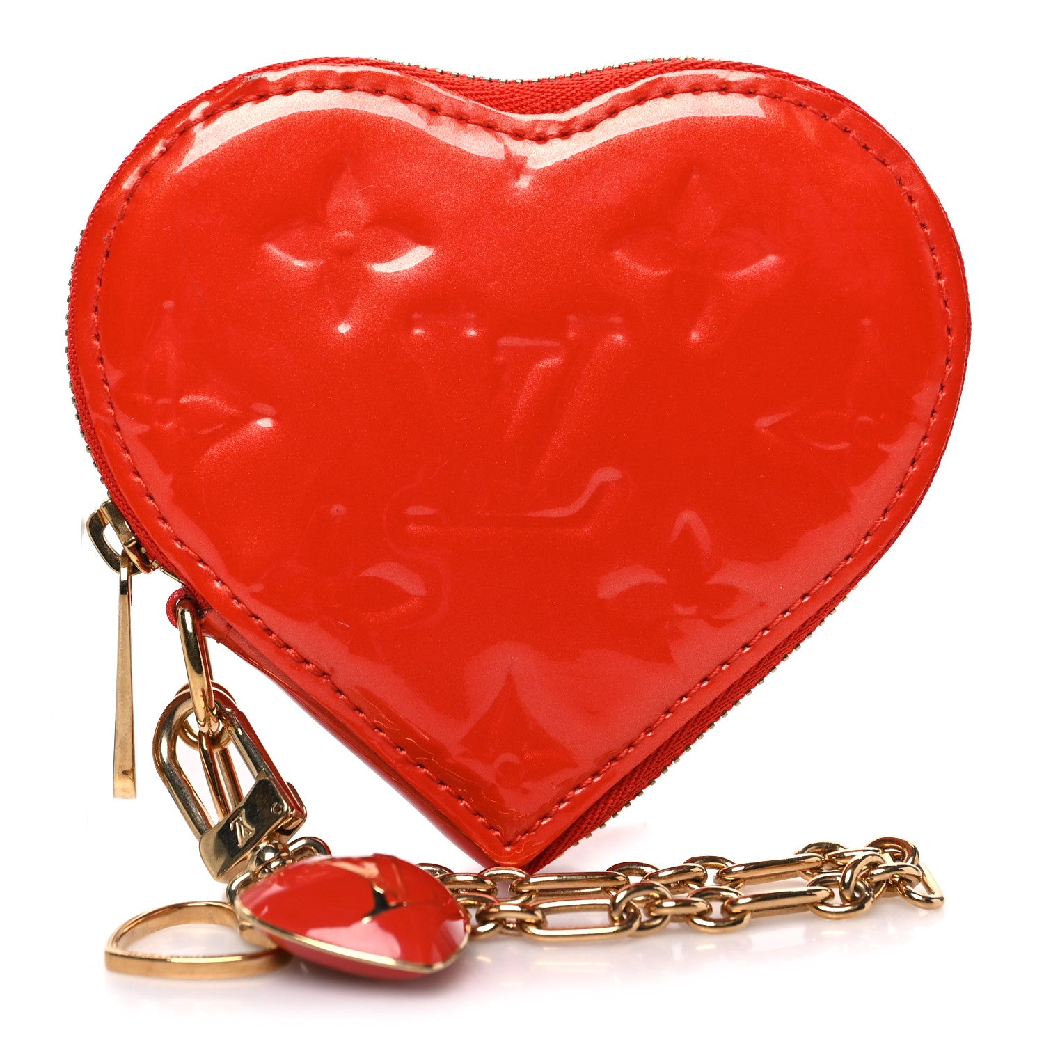 Louis Vuitton Vernis Heart Coin Purse Orange Sunset 1 of 6