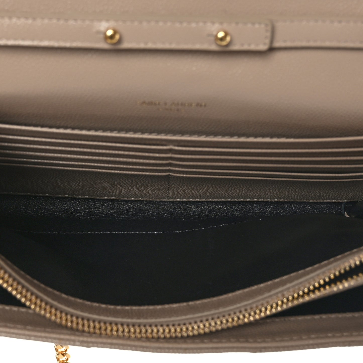 Grain De Poudre Matelasse Chevron Monogram Chain Wallet Dark Beige