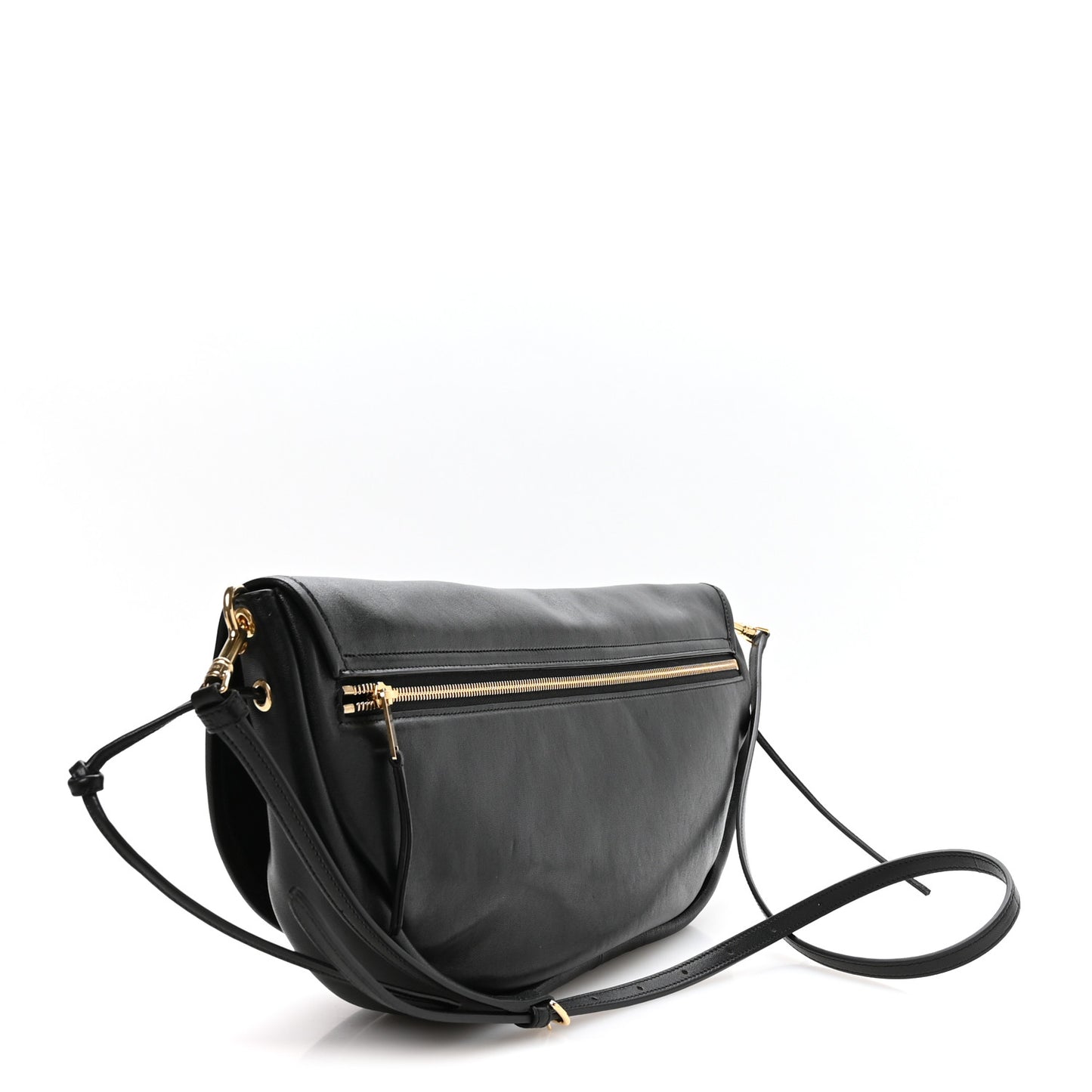 Shiny Lambskin Soft Triomphe Half Moon Bag Black