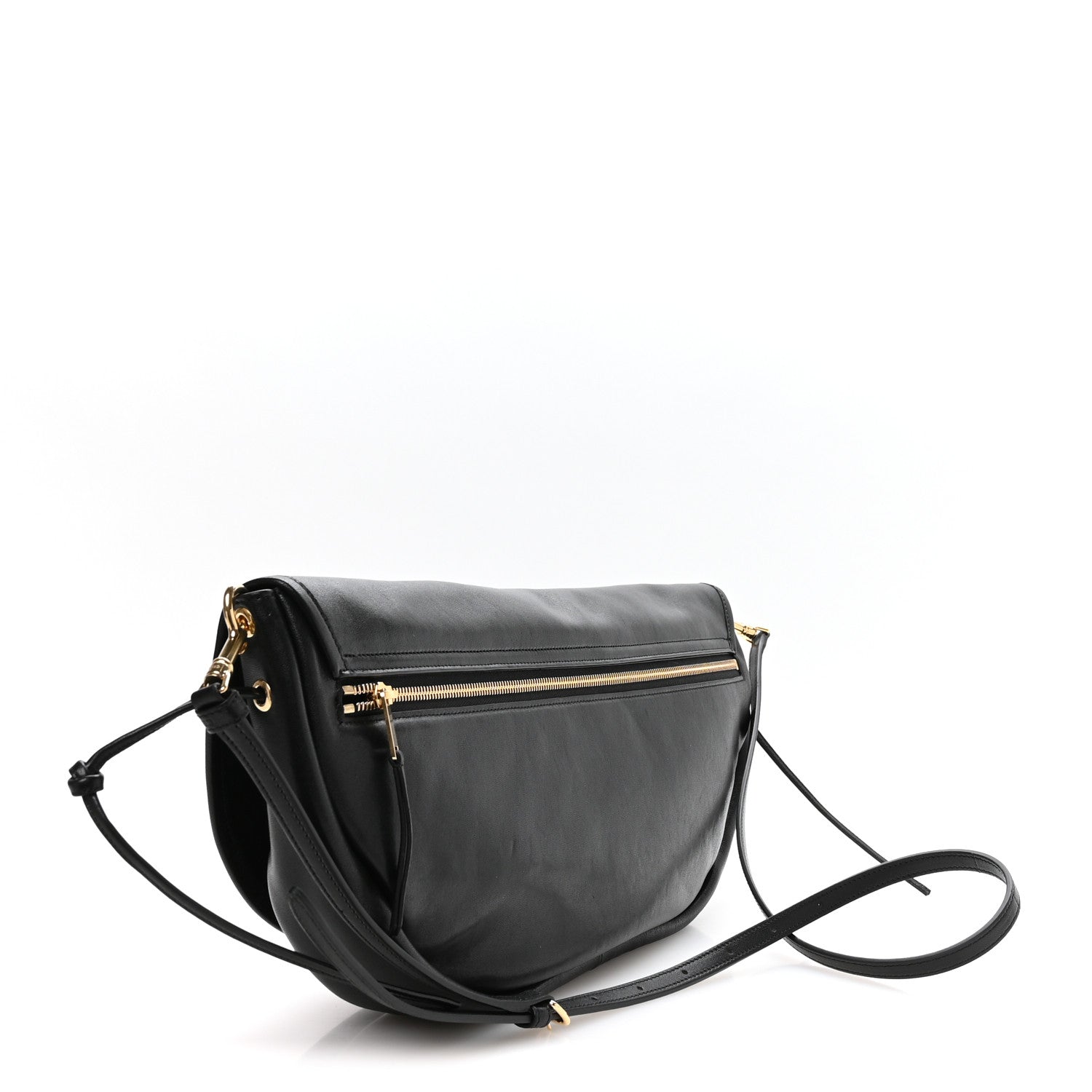 Celine Shiny Lambskin Soft Triomphe Half Moon Bag Black 3 of 10