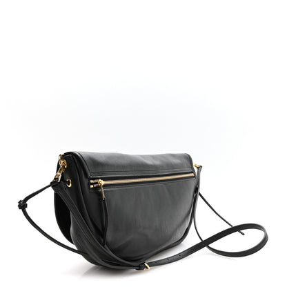 Celine Shiny Lambskin Soft Triomphe Half Moon Bag Black 3 of 10
