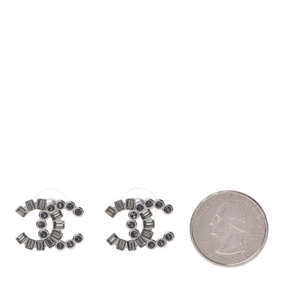 Chanel Baguette Crystal CC Earrings Silver 2 of 5