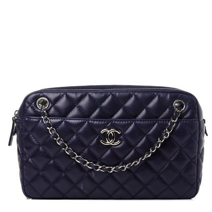 Chanel Lambskin Quilted Medium Camera Case Dark Navy Blue 1 of 11