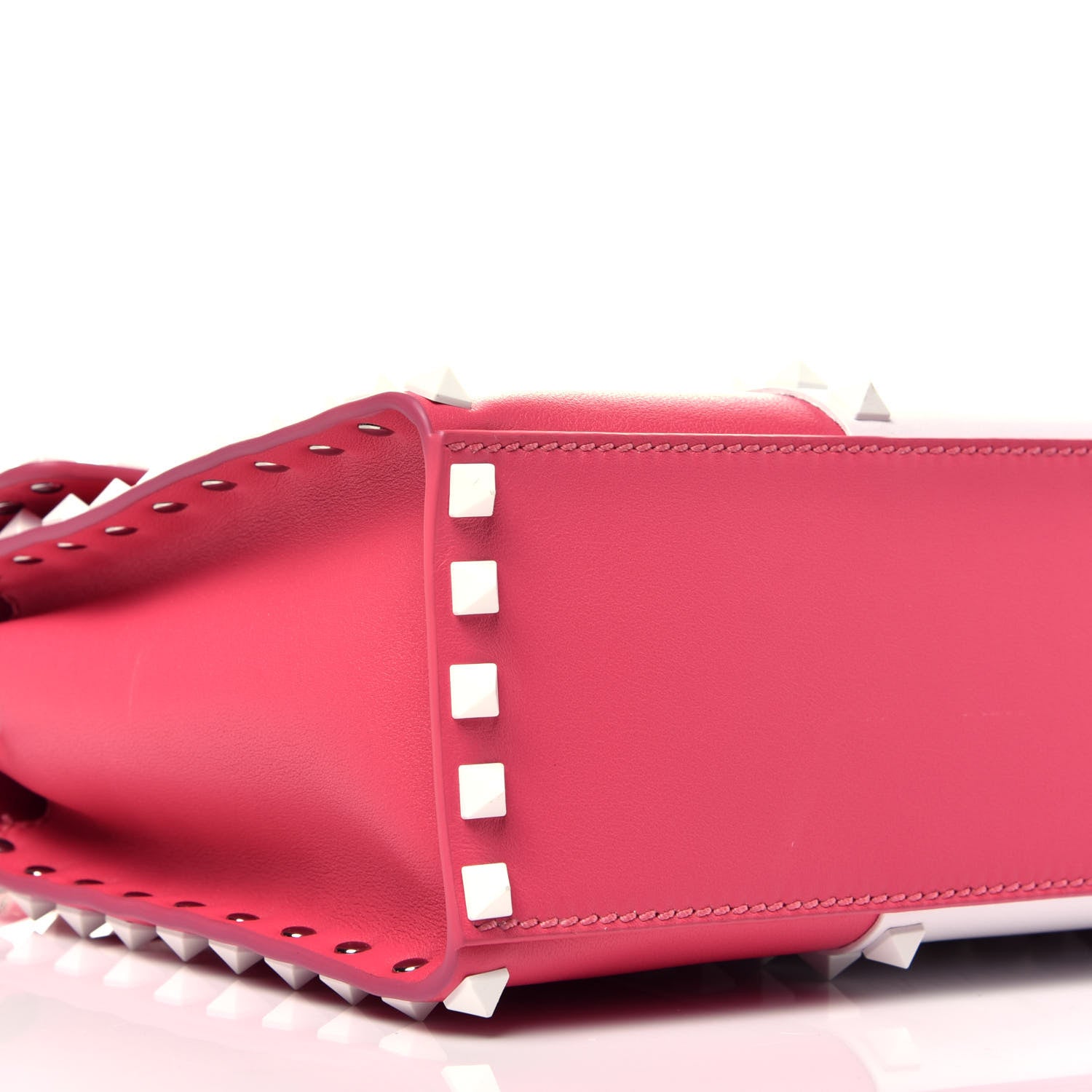 Valentino Garavani Vitello Colorblock Small Free Rockstud Single Handle Flap Bag Shadow Pink Optic White 9 of 10