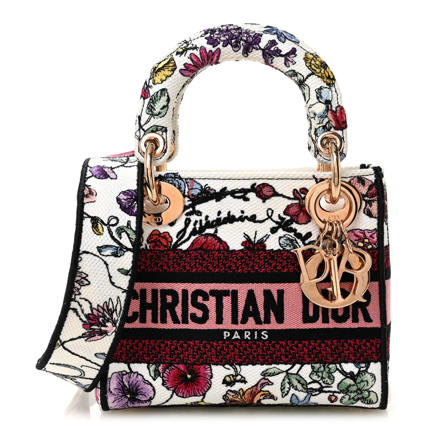 Christian Dior Canvas Florilegio Embroidered Mini Lady D-Lite White Multicolor 1 of 10