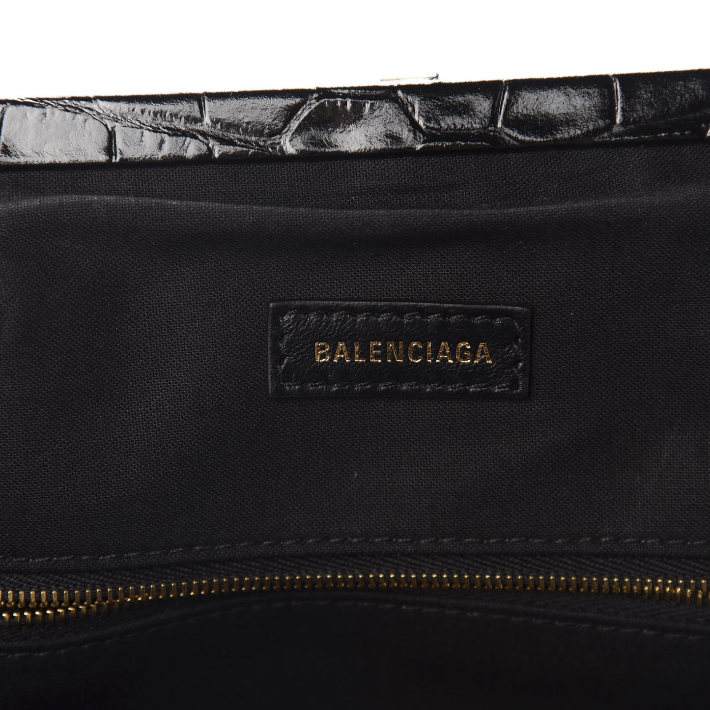 Shiny Supple Calfskin Logo Crocodile Embossed Cloud Crossbody Bag Black White