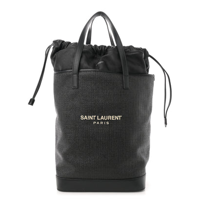 Saint Laurent Linen Canvas Teddy Shopping Bag Black 1 of 11