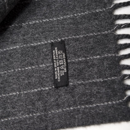 Hermes Cashmere Pinstripe Scarf Grey 4 of 4