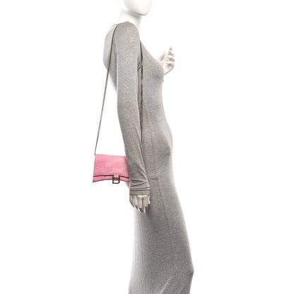 Balenciaga Denim XS Hourglass Wallet On Chain Pink 2 of 9