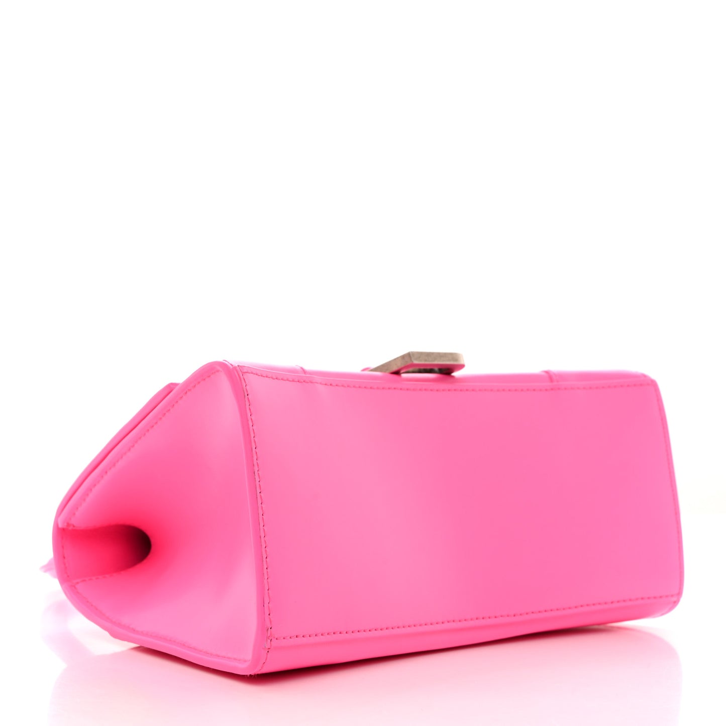 Shiny Box Calfskin Small Hourglass Top Handle Bag Fluo Pink