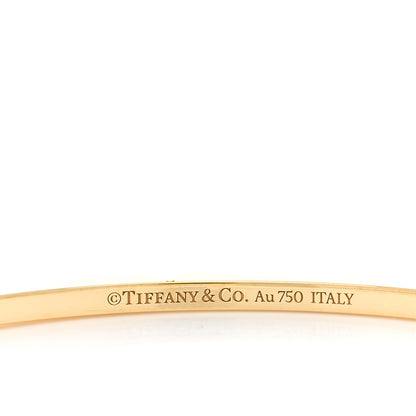 Tiffany 18K Yellow Gold Diamond T Hinged Wire Bangle Bracelet 3 of 3
