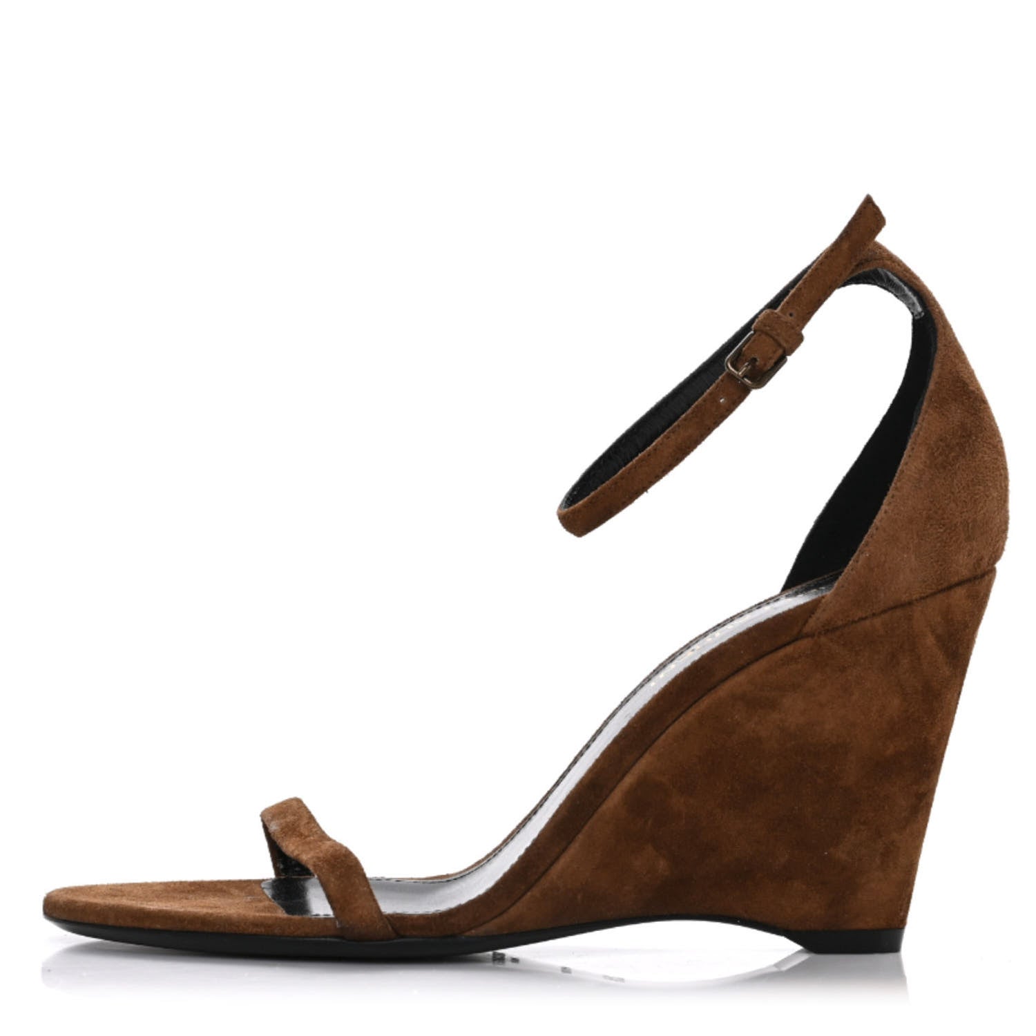 Saint Laurent Suede Lila Wedge Sandals 35.5 Brown 1 of 7