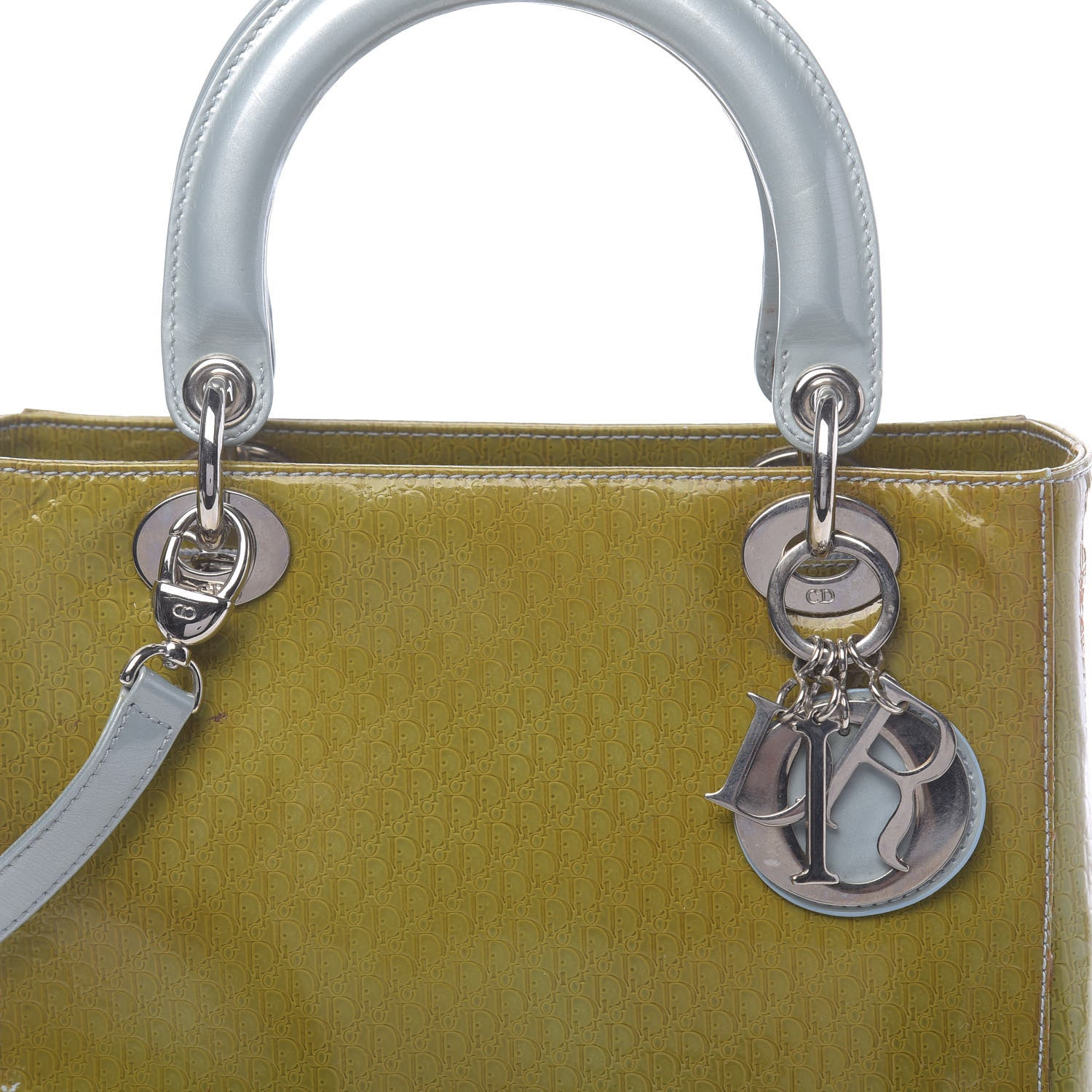 Christian Dior Patent Diorissimo Medium Bi-Color Lady Dior Green Blue 9 of 18