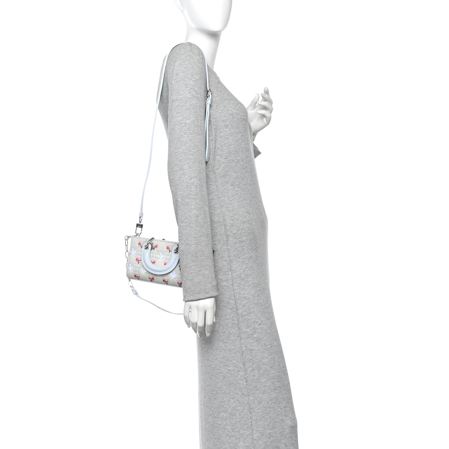 Christian Dior Denim Cannage Embroidered Doves & Roses Dioramour Mini Lady D-Joy Blue Multicolor 2 of 10