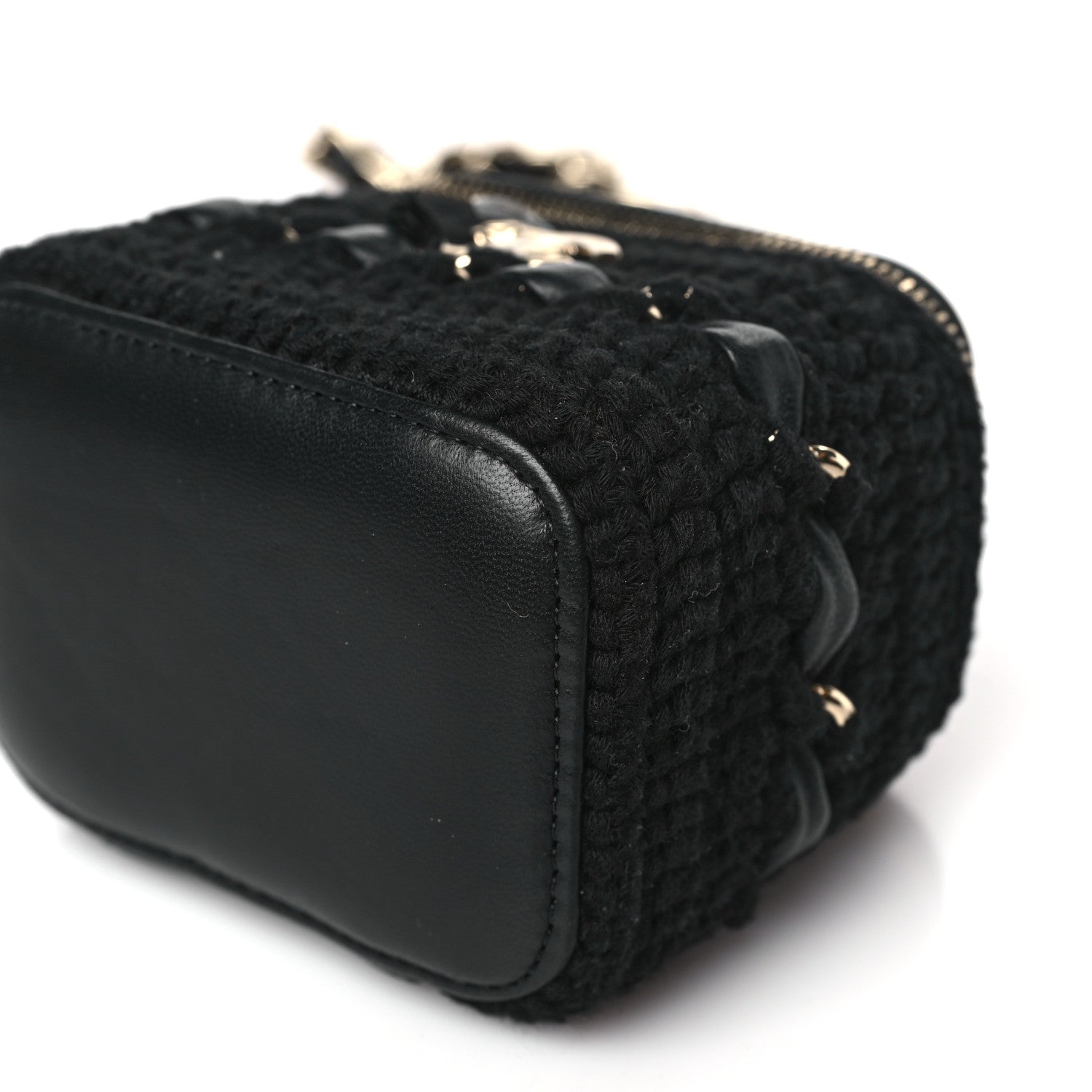Chanel Lambskin Crochet Small Vanity Case With Chain Black 9 of 10
