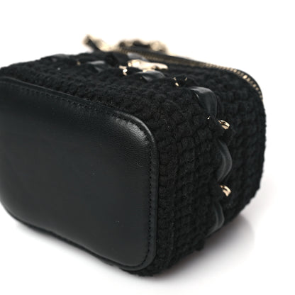 Chanel Lambskin Crochet Small Vanity Case With Chain Black 9 of 10