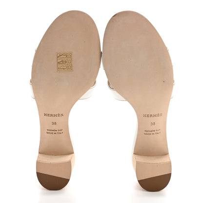 Hermes Calfskin Oasis Sandals 38 White 5 of 9