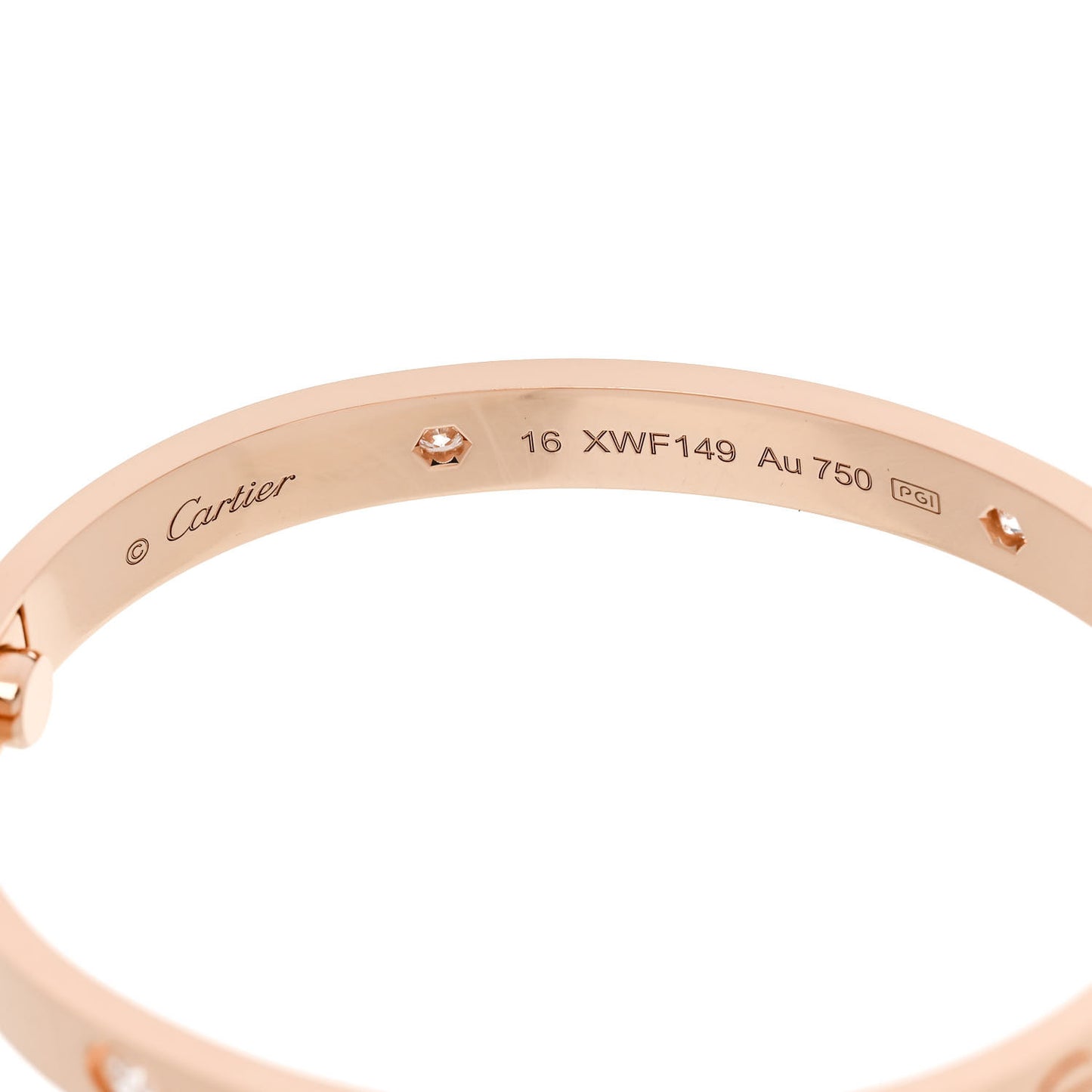 18K Pink Gold 4 Diamond LOVE Bracelet 16