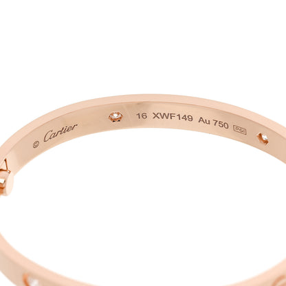 Cartier 18K Pink Gold 4 Diamond LOVE Bracelet 16 6 of 9