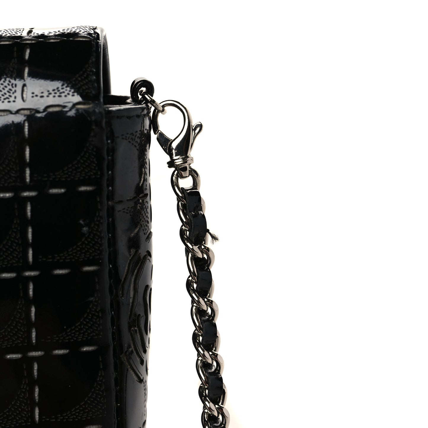 Patent Perforated Camellia East West Flap Black