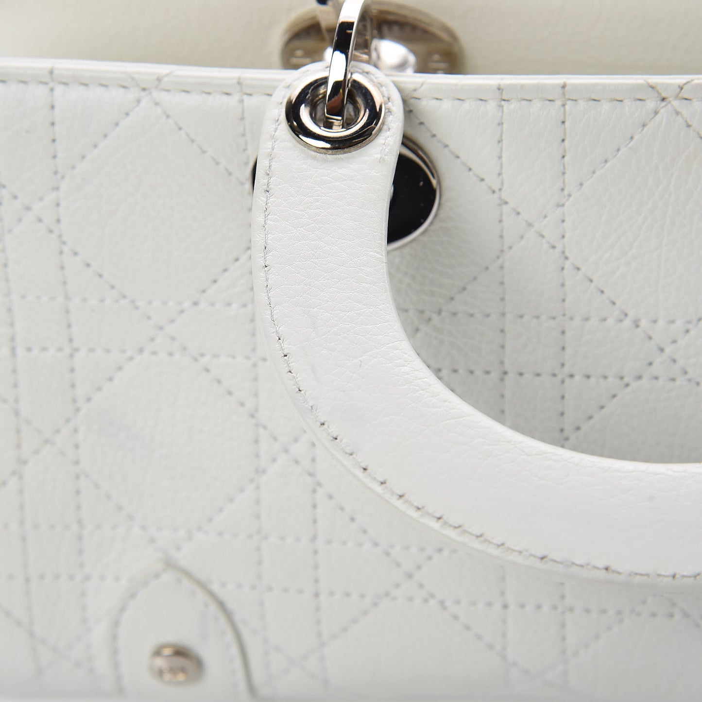 Calfskin Cannage Stitched Small Lady East West Lady Dior White