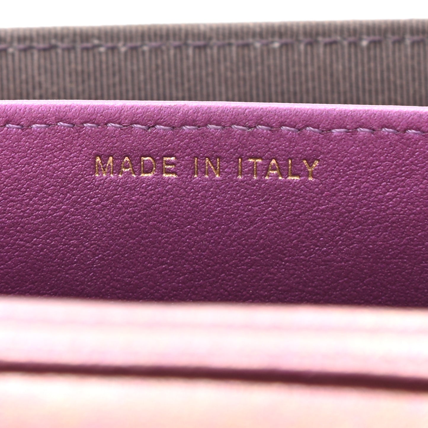 Iridescent Lambskin Quilted Flap Card Holder On Chain Purple