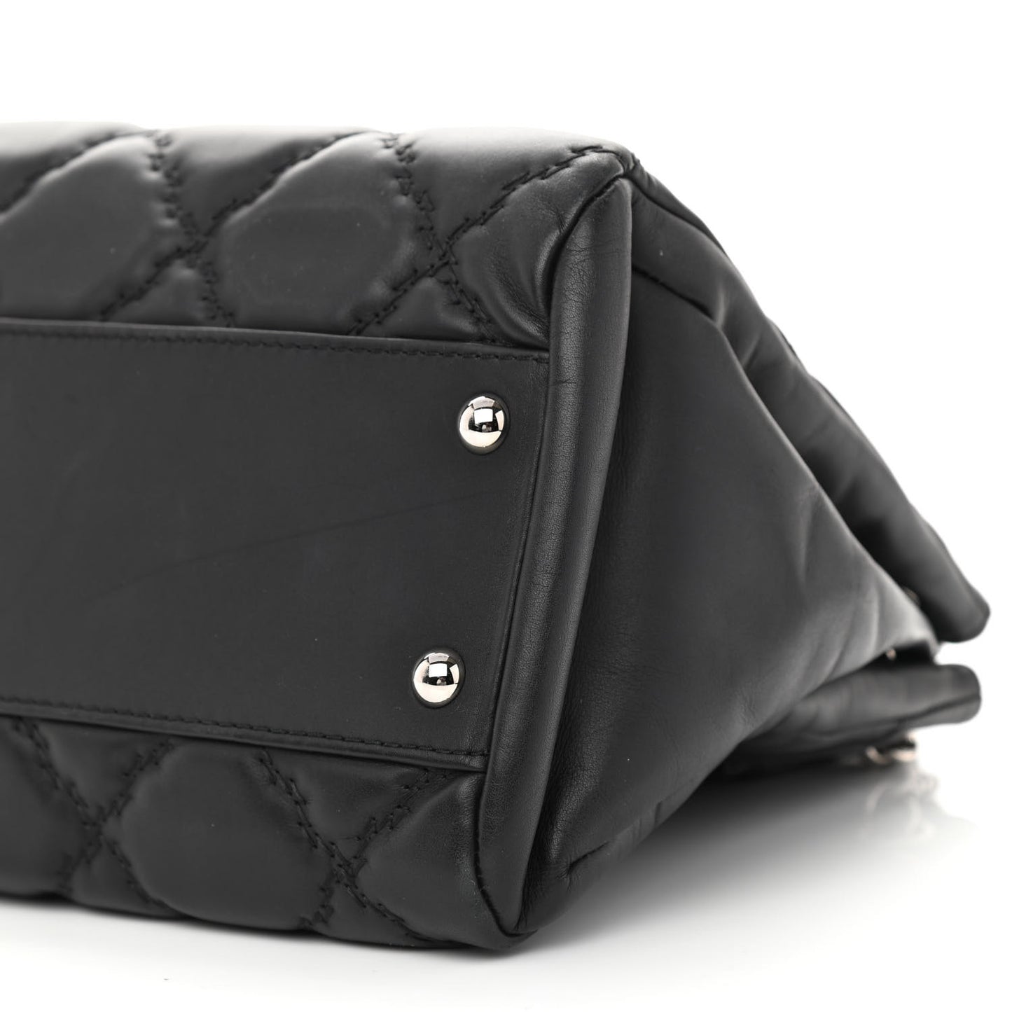 Calfskin Double Stitch Large Hamptons Flap Bag Black