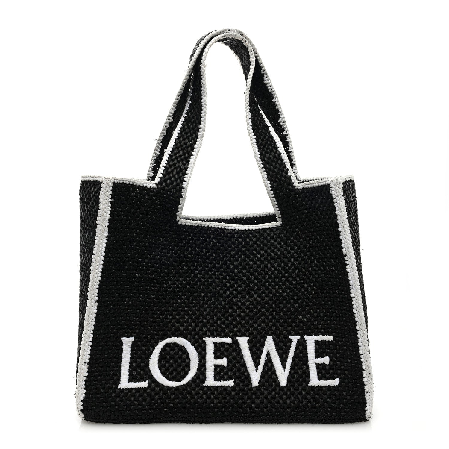 Loewe Raffia Large Paula's Ibiza Logo Tote Black White 1 of 8