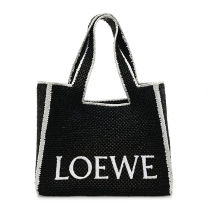 Loewe Raffia Large Paula's Ibiza Logo Tote Black White 1 of 8