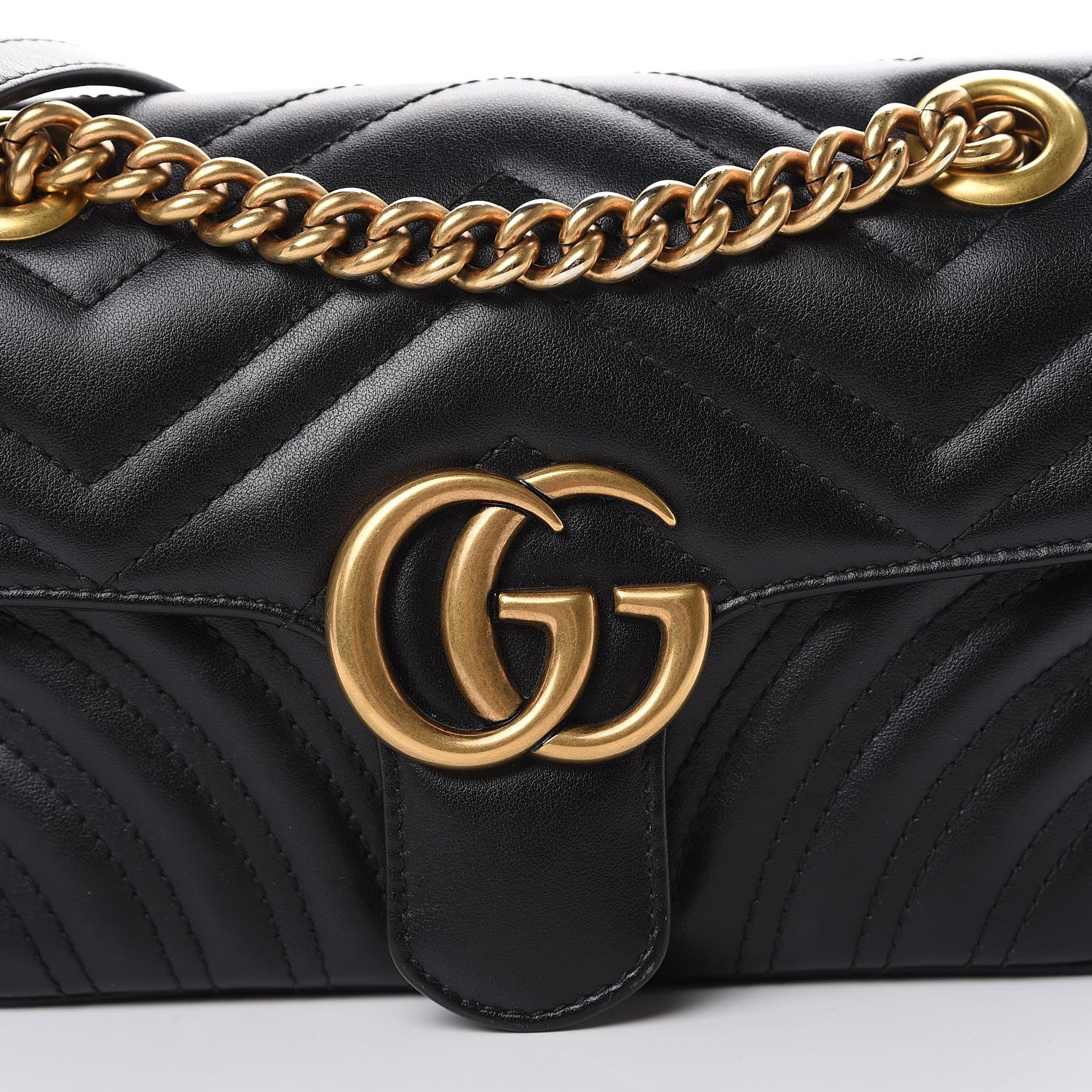 Gucci Calfskin Matelasse Mini GG Marmont Shoulder Bag Black 7 of 19