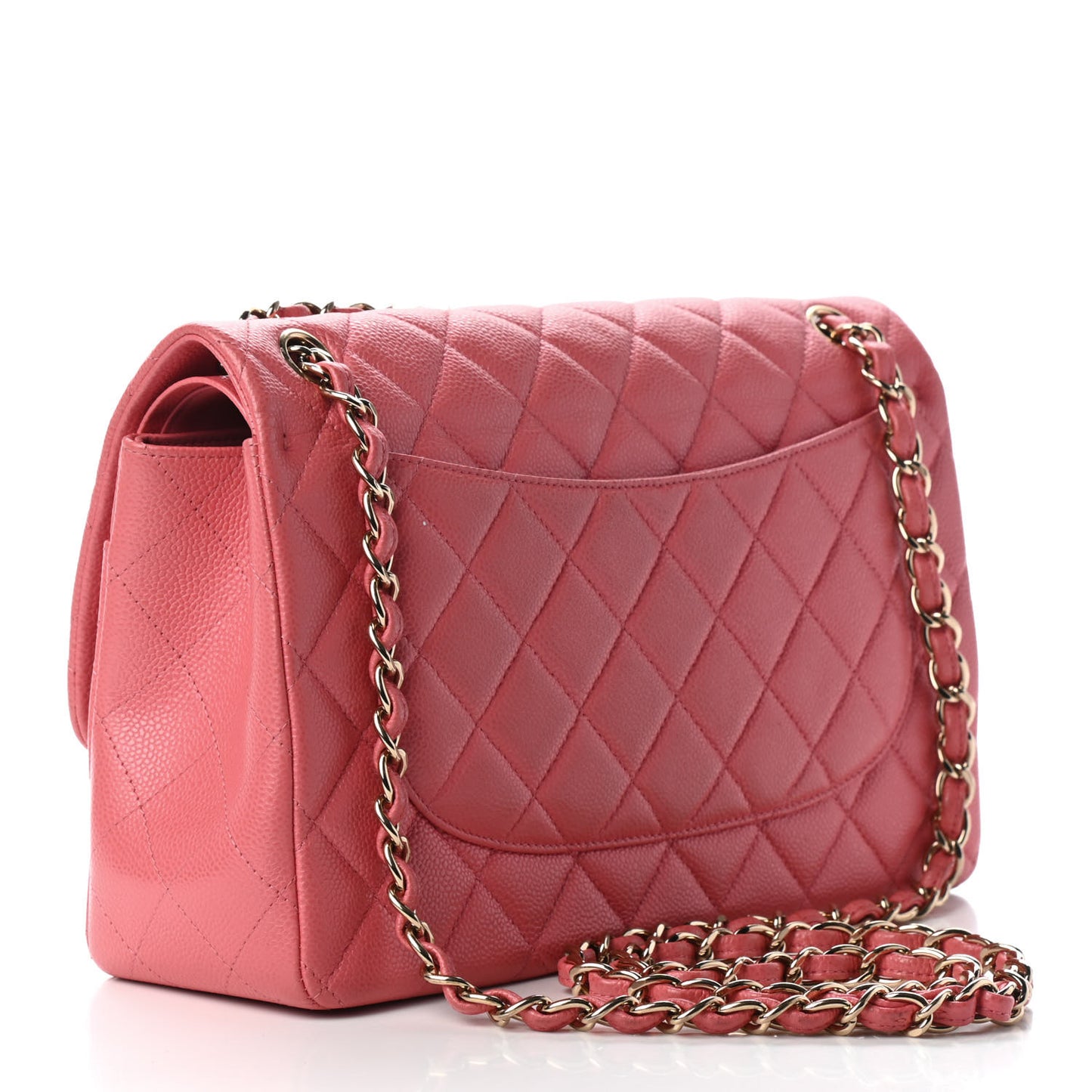 Caviar Quilted Jumbo Double Flap Dark Pink