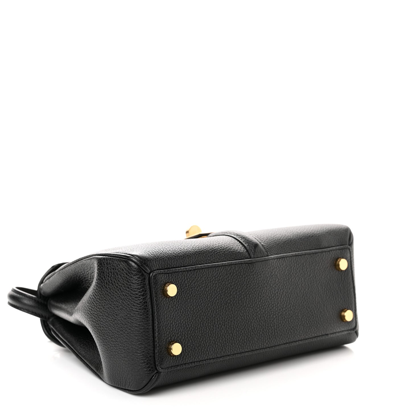 Grained Calfskin Small 16 Top Handle Bag Black