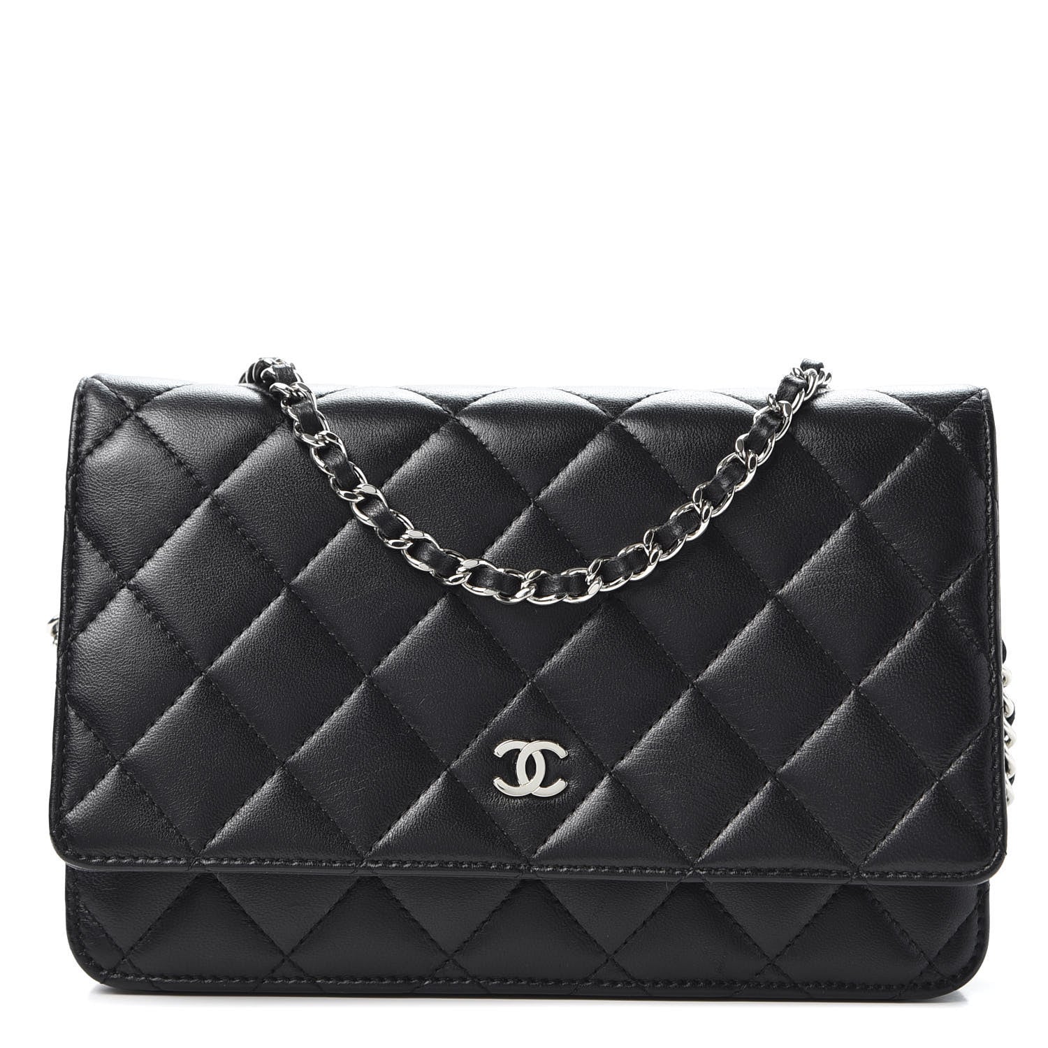 Chanel Lambskin Quilted Wallet On Chain WOC Black 1 of 10