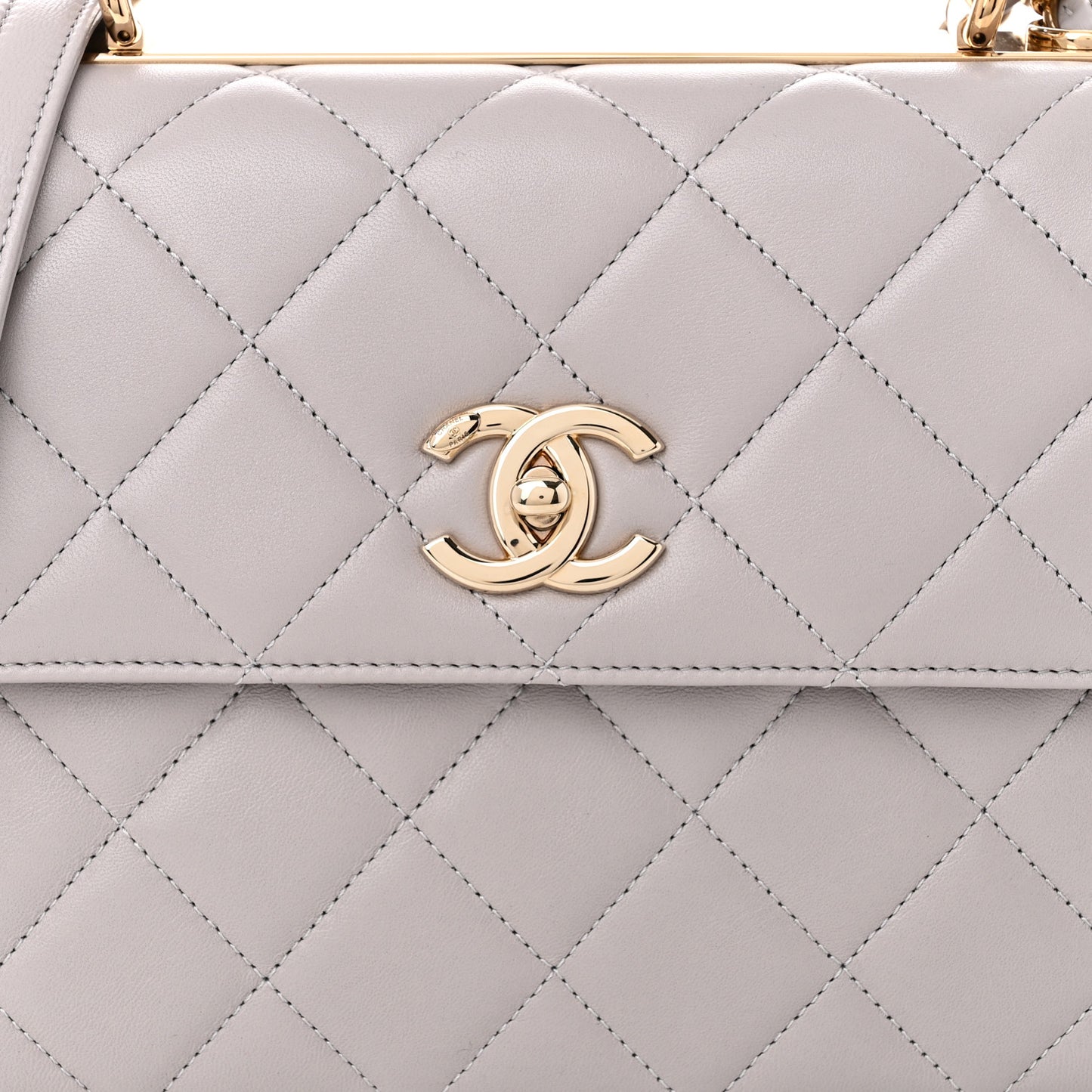 Lambskin Quilted Small Trendy CC Flap Dual Handle Bag Grey