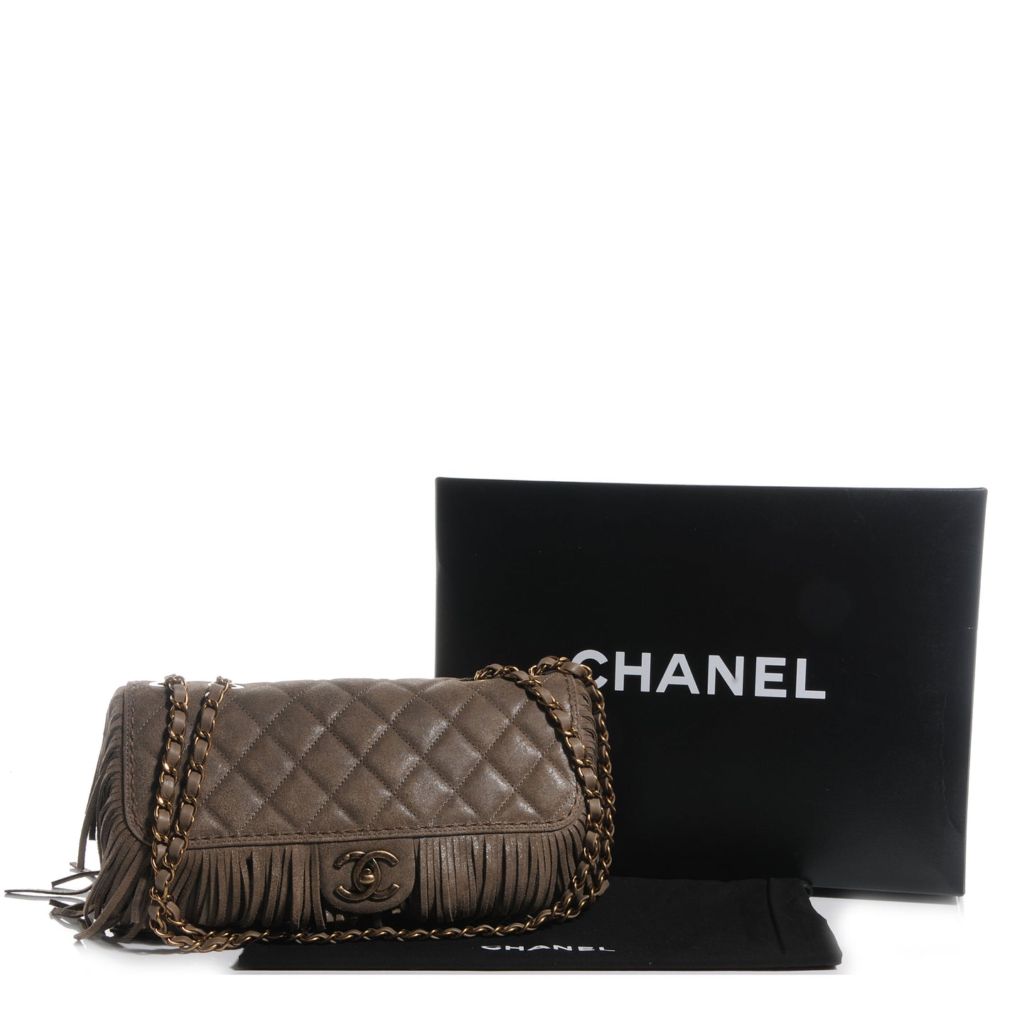 Calfskin Paris Dallas Fringe Flap Grey