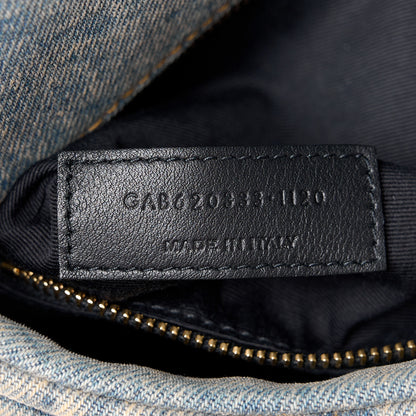 Saint Laurent Denim Quilted Toy Loulou Puffer Monogram Chain Satchel Blue Black 7 of 10