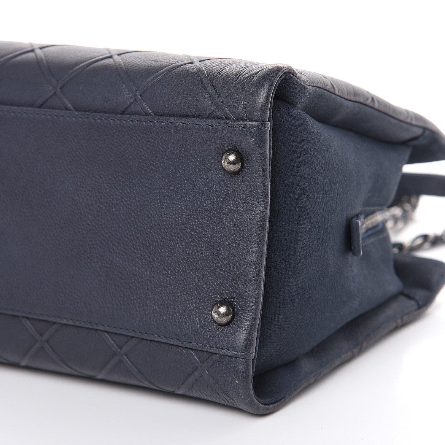Chanel Calfskin Diamond Embossed Large CC Zip Shopping Tote Blue 10 of 14